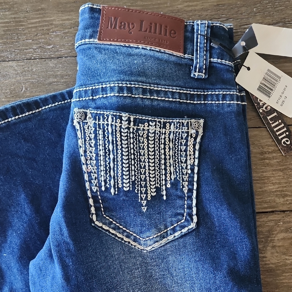 Girls Blue Jeans with Embellished Pocket
